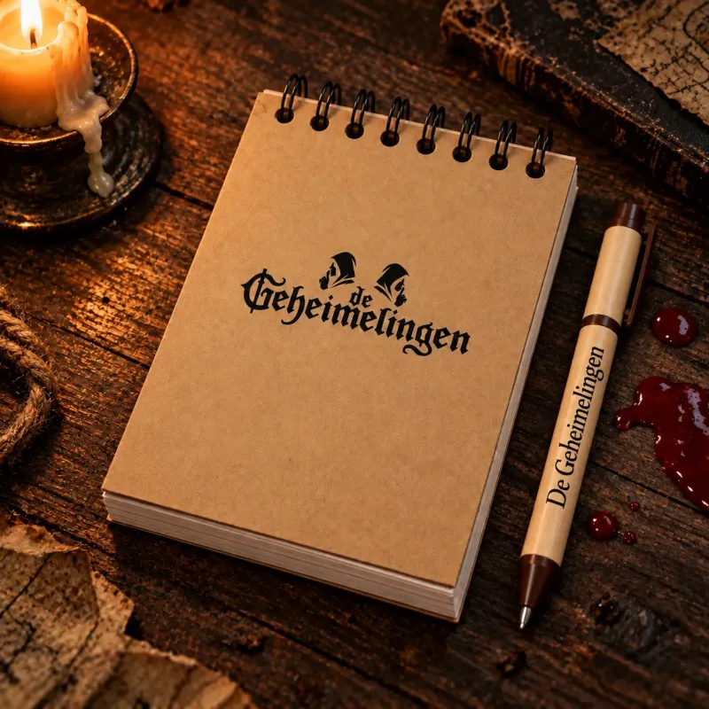 Dik kraft kladblok met 150 pagina&rsquo;s op een houten tafel